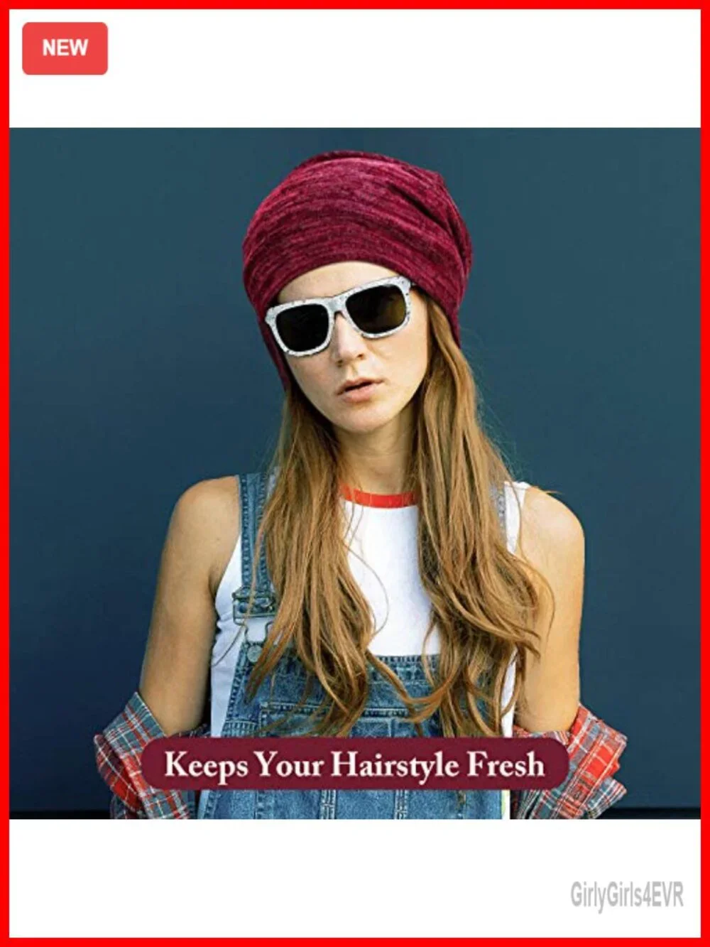 Satin Lined Slouchy Beanie Cap - Sleep Hair Cap for Women Men